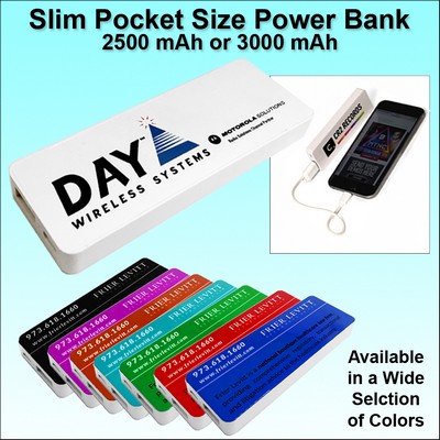 Pocket Size Power Bank 2500 mAh - White