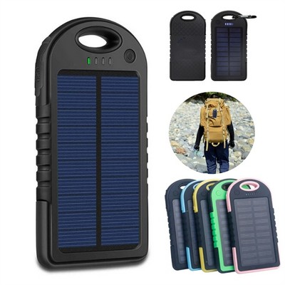5000mah Solar Charger Powerbank with Carabiner